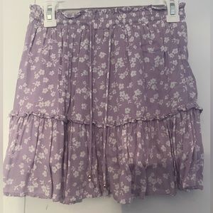 Purple Floral Print Mini Skirt